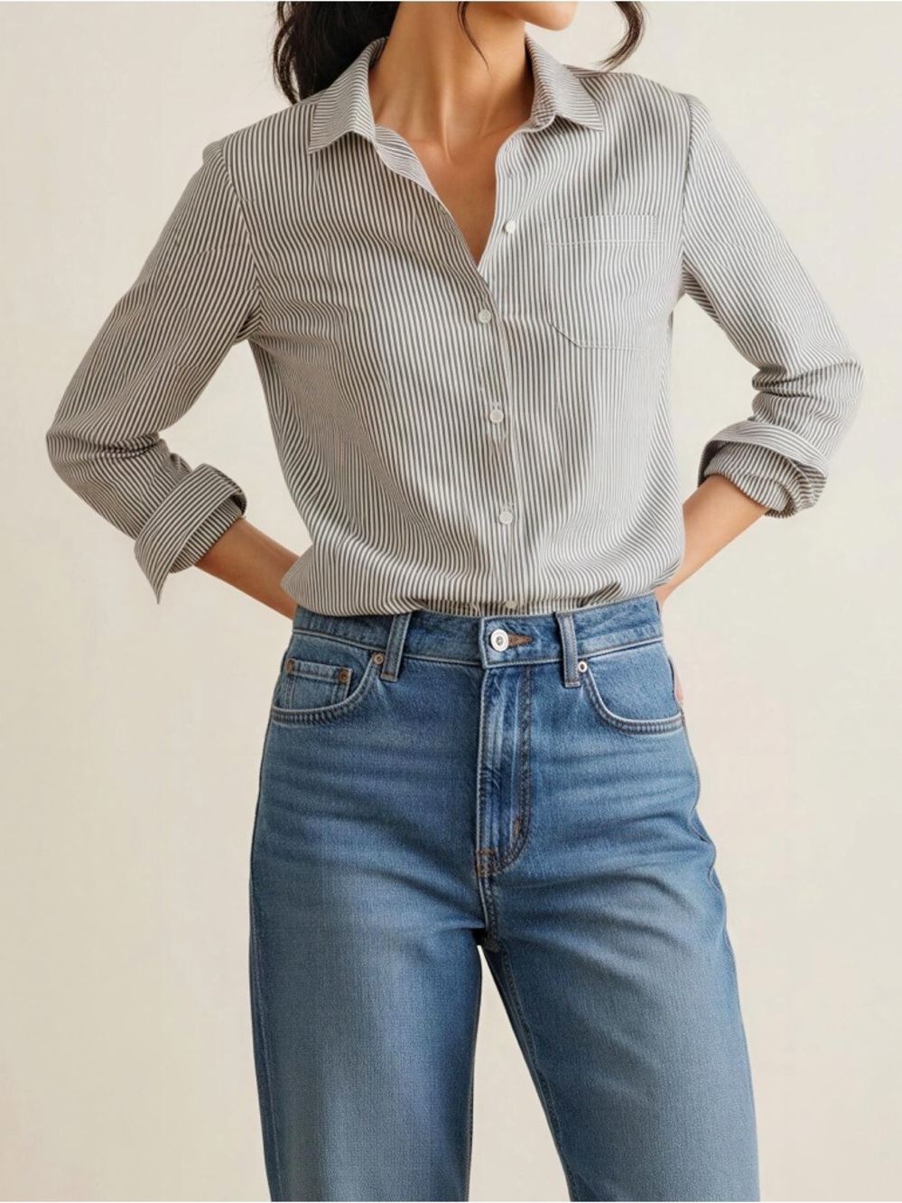SÉZANE Tomboy Stripe Shirt, Ecru/Blue, FR36/US4